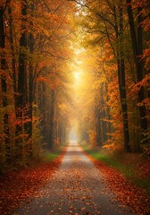 黄金の晩秋の小径