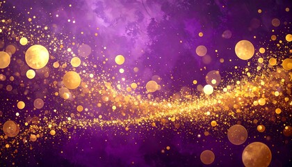 Abstract, golden stream on purple