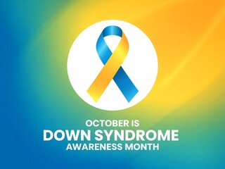 October is down syndrome awareness month with a blue and yellow ribbon symbol