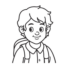 Obraz premium Line Art School Kid with Bag 