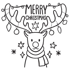Fototapeta premium Illustration of Reindeer with Decorated Antlers.