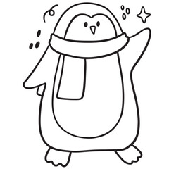 Illustration of Penguin with Scarf.