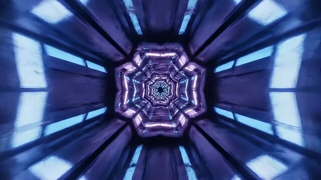 Architectural pattern and round light design of an old Moscow subway station at night