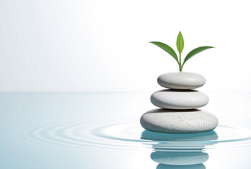 Obraz premium Spa Balance Stones with Green Plant