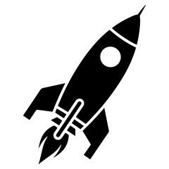 Black Silhouette Rocket Icon PNG | Minimal Space Symbol Download
