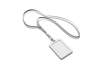 High Angle View of Blank White ID Card Badge, 3d Illustration