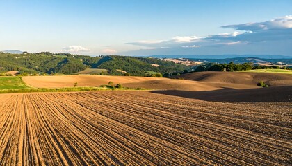 Fototapeta premium Rolling hills, plowed fields