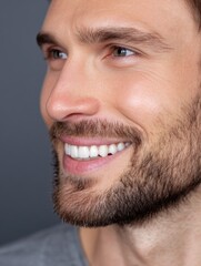 Fototapeta premium Man smiling at camera with beard