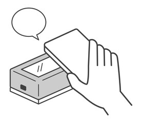 スマホでキャッシュレス決済をするイラスト　ベクター
