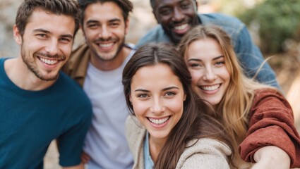 Group of friends having fun together outdoors