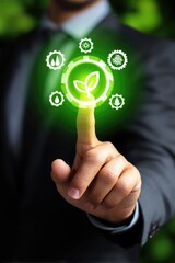 Businessman holding green energy concept