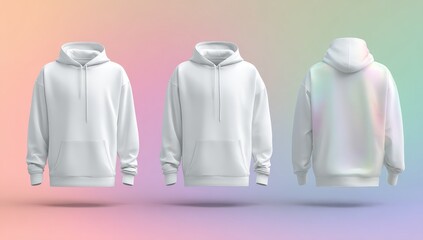 Three views of a blank white hoodie (5)