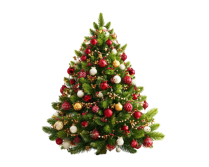 Decorated christmas tree with red and gold ornaments