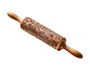 Embossed rolling pin on flour