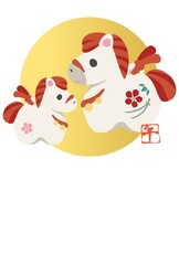 年賀状　年賀2026　午　午年　馬　土鈴　和風　かわいい　テンプレート　デザイン　イラスト