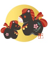 年賀状　年賀2026　午　午年　馬　土鈴　和風　かわいい　テンプレート　デザイン　イラスト