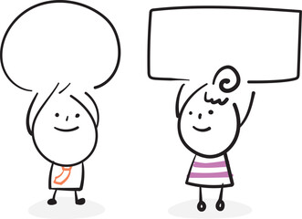(speech bubble) hand drawn business worker icons. Vector illustration.