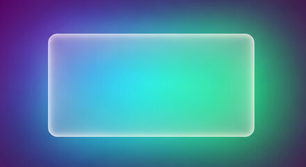Fototapeta premium A frosted glass panel with rounded edges glows with blue and green light