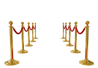 Gold stanchions red rope barrier entrance vip access