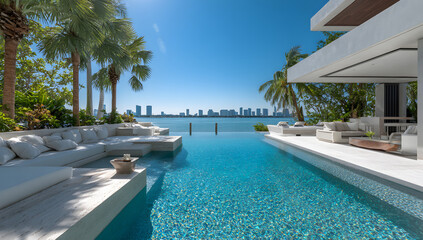 Miami Luxury Villa with Infinity Pool and Palm Trees
