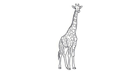 Charming line art giraffe standing tall a majestic african wildlife creature outline detailed pattern majestic creature