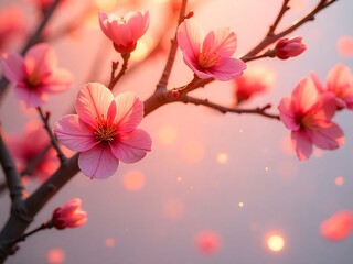 Obraz premium Beautiful cherry blossom branch high resolution image