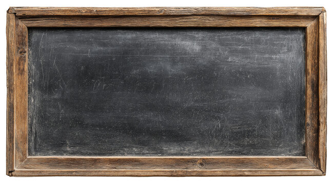 Vintage chalkboard with rustic wooden frame, isolated for educational design and presentation needs