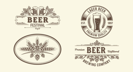 Vintage Beer Emblems and Labels Collection for Brewing Companies and Festivals