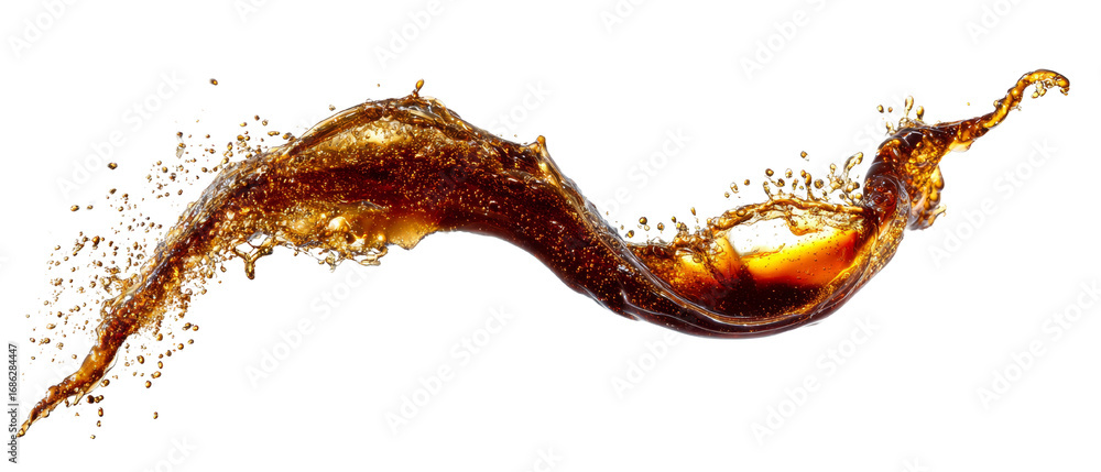 Poster dynamic liquid burst showcasing a refreshing beverage on an isolated transparent space