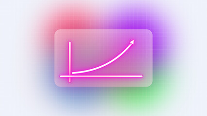 Business Graph Chart glass Icon Animation blur lighting and white background. Abstract glowing line business graph animation. illustration