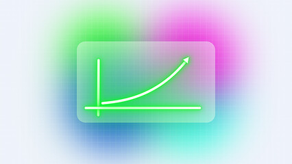 Business Graph Chart glass Icon Animation blur lighting and white background. Abstract glowing line business graph animation. illustration