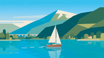Illustration of Constance Lake Scenery with Nature Background Design Template