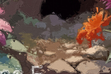 Various oil paintings, flowers, cats, dogs, chrysanthemums, landscapes, streams, birds, roses, peonies, forests, rabbits, lakes