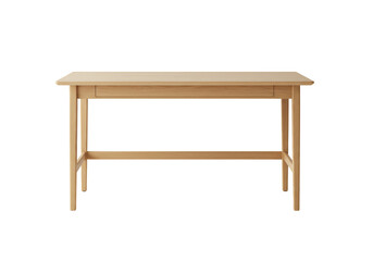 Fototapeta premium Light wood table with drawer simple design home office furniture isolated on transparent background