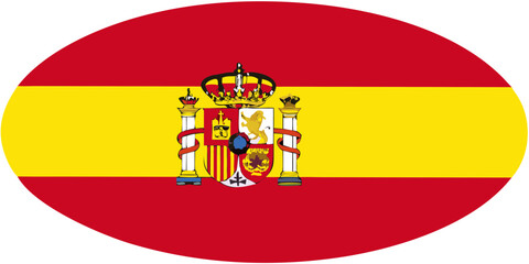 Circular spanish flag with coat of arms emblem