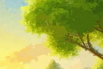 Fotobehang Goud Geel Various oil paintings, flowers, cats, dogs, chrysanthemums, landscapes, streams, birds, roses, peonies, forests, rabbits, lakes  © Zhang