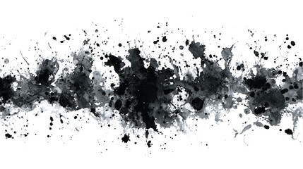 Fototapeta premium Black Ink Splatters Horizontal Pattern White Background Abstract Art Design