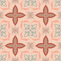Seamless Vintage Floral Tile Pattern in Warm Earth Tones – Vector Decorative Design for Wallpaper, Fabric, Scrapbooking, Wrapping Paper, and Digital Backgrounds