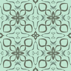 Seamless Green Vintage Ornamental Floral Tile Pattern – Vector Decorative Design for Wallpaper, Fabric, Scrapbooking, Wrapping Paper, and Digital Backgrounds