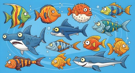 Obraz premium set of marine animals
