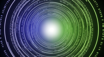 Abstract futuristic tunnel with glowing light at the end of the tunnel