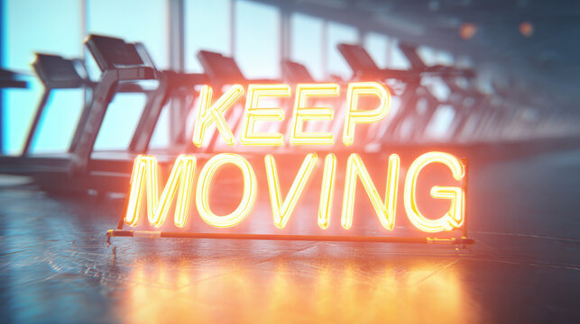 A futuristic gym scene with treadmills displaying heart rate data, embodying dedication to cardiovascular fitness. The glowing lights and modern environment highlight endurance, strength - Powered by Adobe