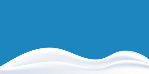 Milk waves on blue background, yogurt design elements, pure milk