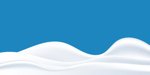 Milk waves on blue background, yogurt design elements, pure milk