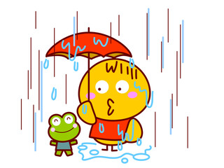 豪雨でびしょ濡れのひよこ