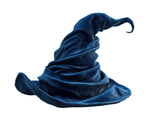 Dark blue, textured wizard's hat,  slightly asymmetrical