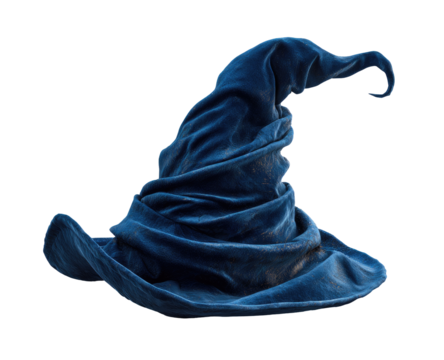 Dark blue, textured wizard's hat,  slightly asymmetrical