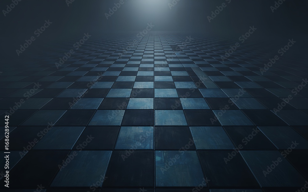 Aufkleber dark chessboard pattern receding into a bright light source