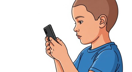 Boy Focused on Phone: Digital Generation Connection