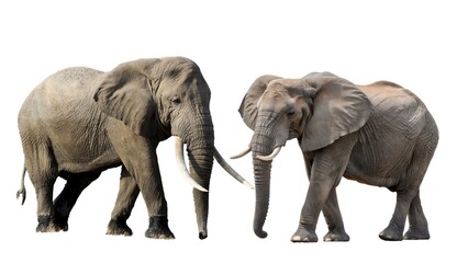 Obraz premium Elephant couple isolated against white background